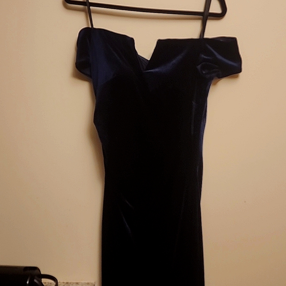 Blue Velvet Off the Shoulder Formal Dress, X by Xscape size 8